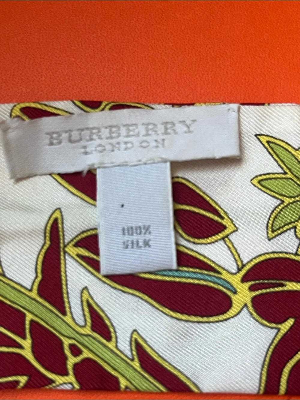 Burberry Floral long  twilly  Scarf in Green and Red and white floral